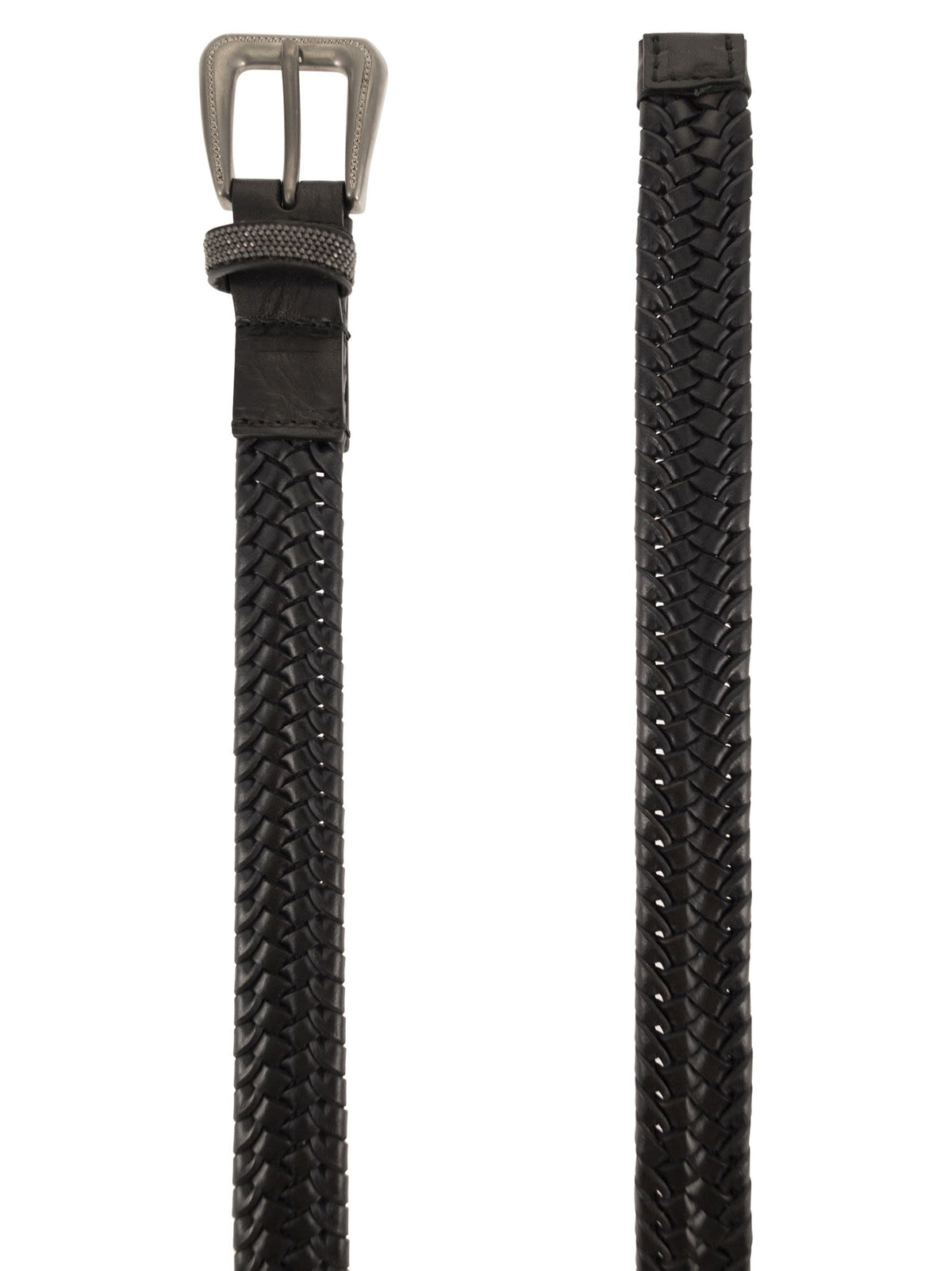 Brunello Cucinelli Women Braided Stretch Leather Belt With Eco Finish Brass Buckle