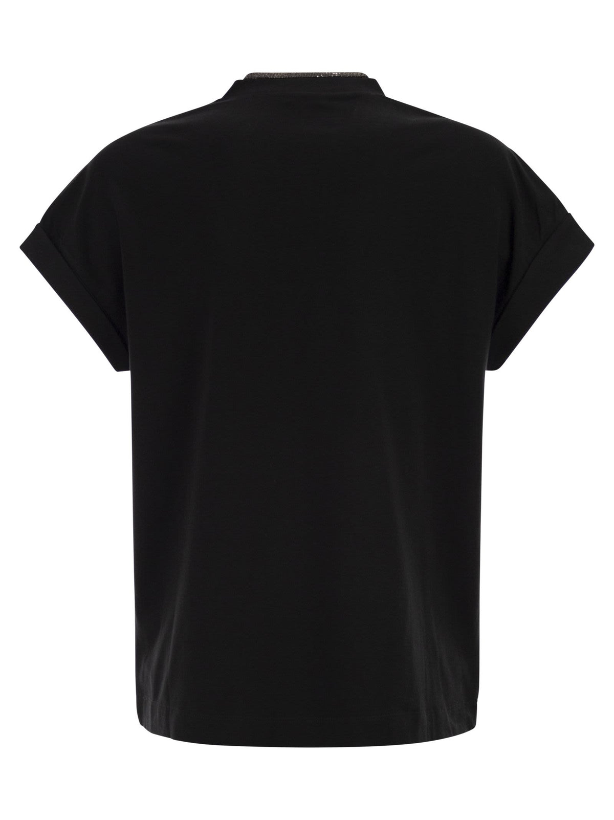 Brunello Cucinelli Women Stretch Cotton Jersey T-Shirt With Precious Neckline