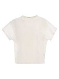 BRUNELLO CUCINELLI Brunello Cucinelli Women Cotton T-Shirt With Sleeves And Transparent Side Inserts