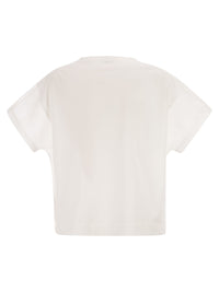 BRUNELLO CUCINELLI Brunello Cucinelli Women Cotton T-Shirt With Sleeves And Transparent Side Inserts