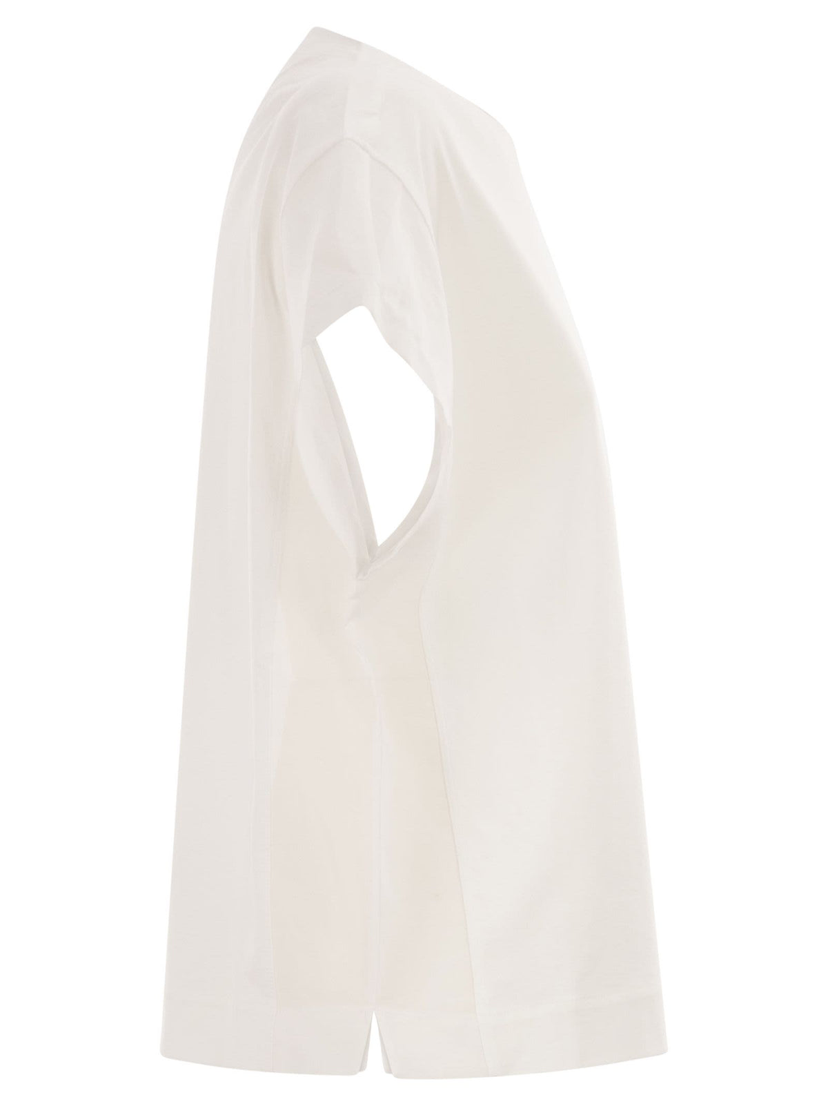 BRUNELLO CUCINELLI Brunello Cucinelli Women Cotton T-Shirt With Sleeves And Transparent Side Inserts