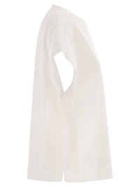BRUNELLO CUCINELLI Brunello Cucinelli Women Cotton T-Shirt With Sleeves And Transparent Side Inserts