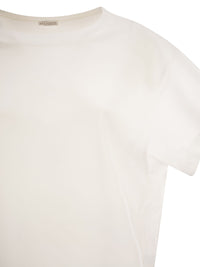 BRUNELLO CUCINELLI Brunello Cucinelli Women Cotton T-Shirt With Sleeves And Transparent Side Inserts