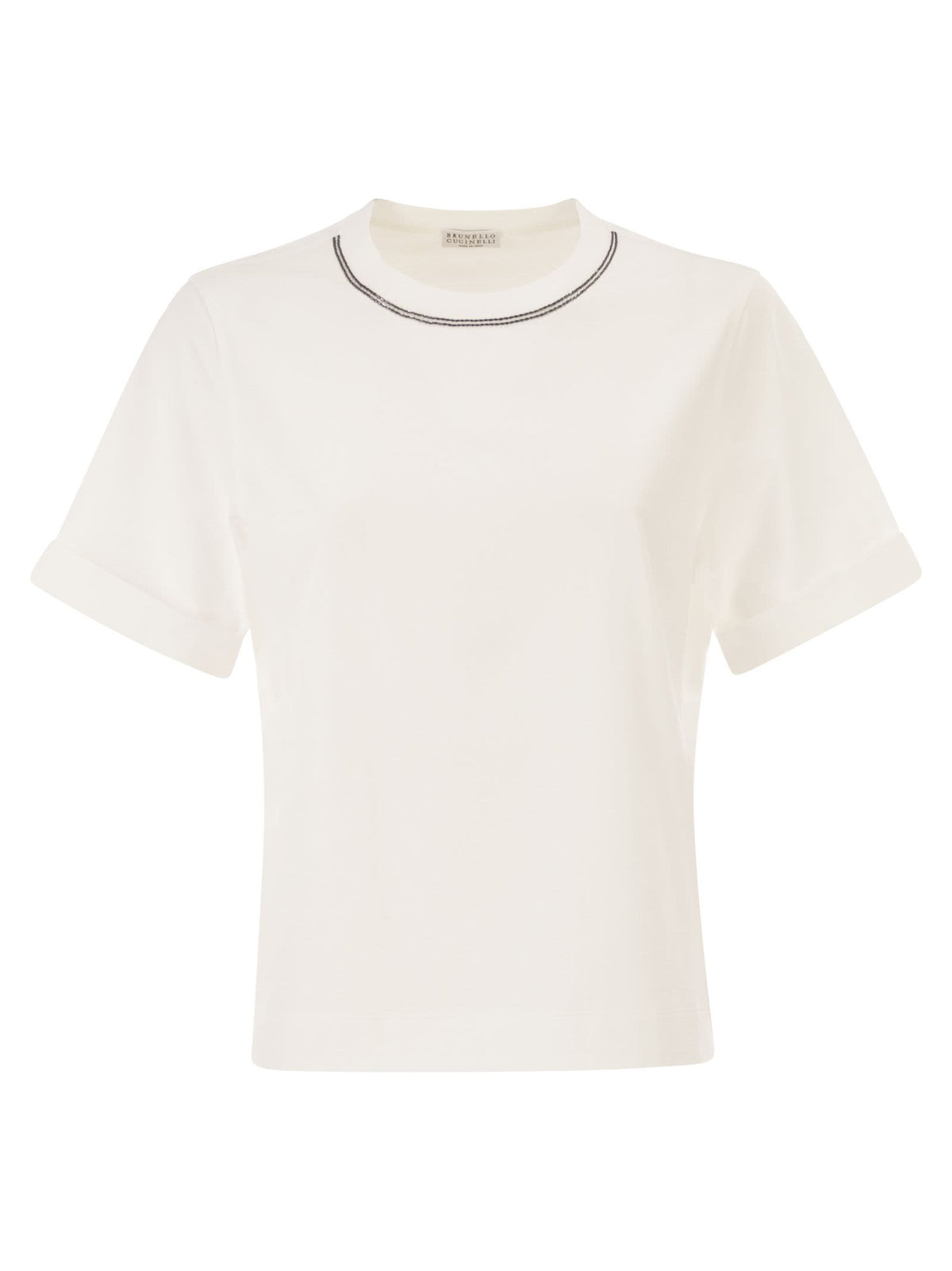 Brunello Cucinelli Women Cotton Jersey T-Shirt With Shiny Trims
