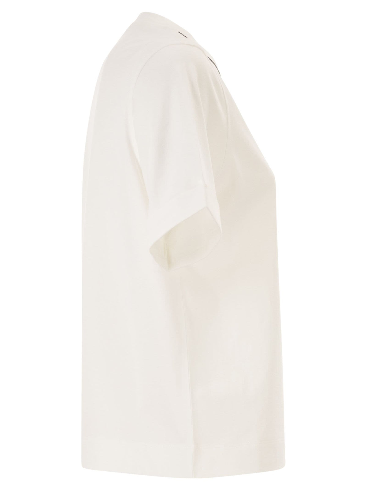 Brunello Cucinelli Women Cotton Jersey T-Shirt With Shiny Trims