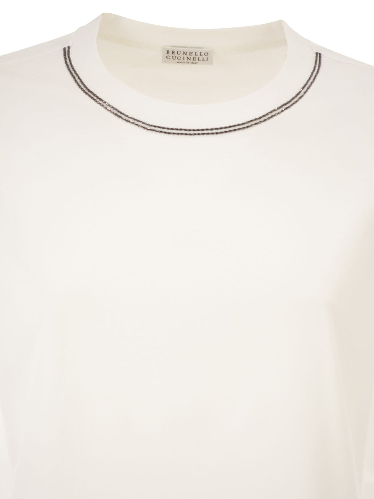 Brunello Cucinelli Women Cotton Jersey T-Shirt With Shiny Trims