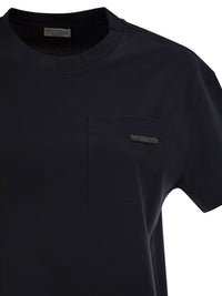 BRUNELLO CUCINELLI Brunello Cucinelli Women Cotton Jersey T-Shirt With Shiny Tab