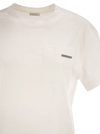 BRUNELLO CUCINELLI Brunello Cucinelli Women Cotton Jersey T-Shirt With Shiny Tab