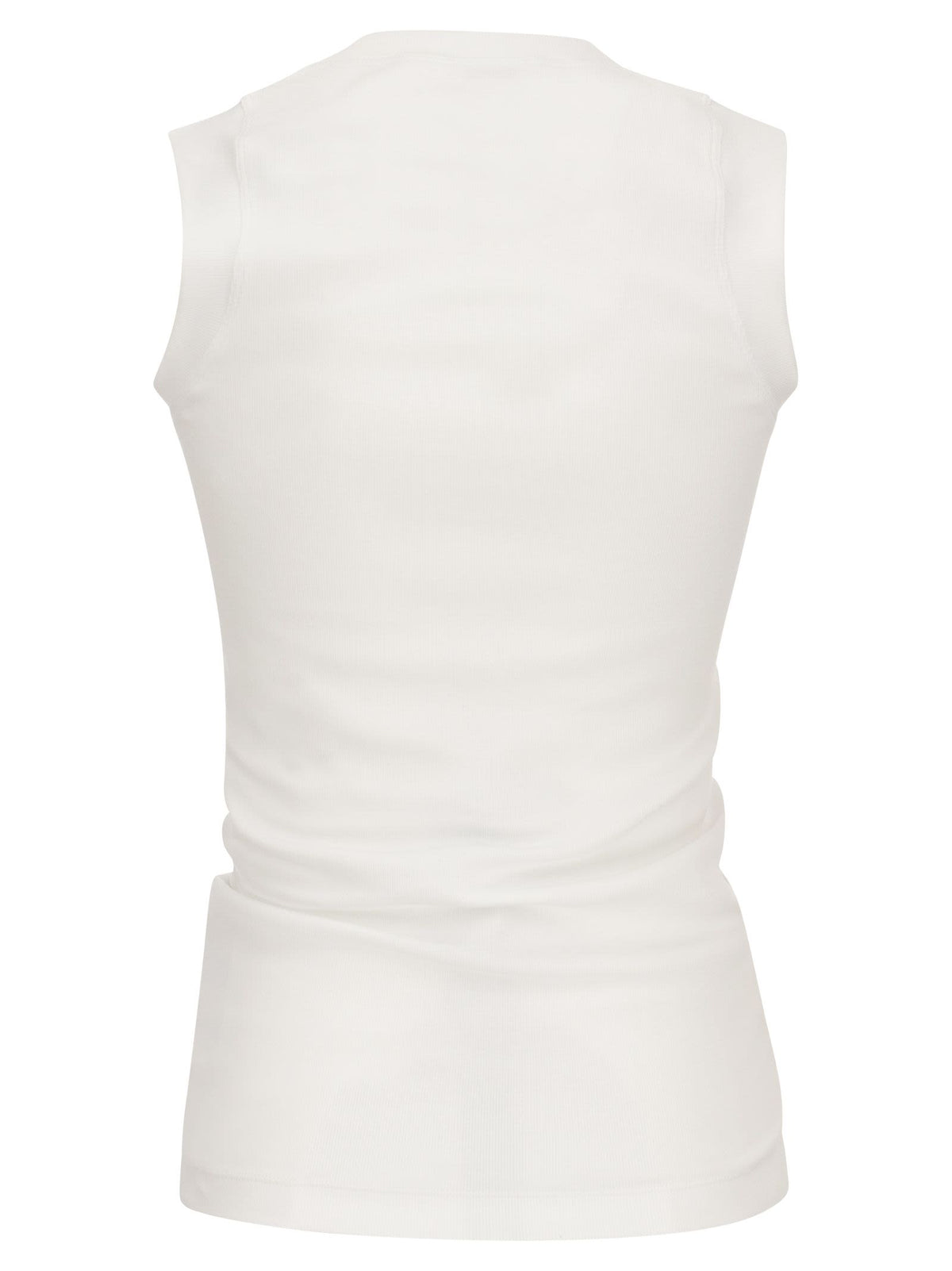 Brunello Cucinelli Women Stretch Cotton Rib Jersey Top With "Precious Insert"