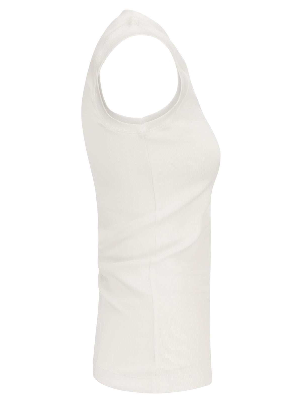 Brunello Cucinelli Women Stretch Cotton Rib Jersey Top With "Precious Insert"