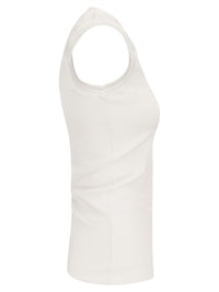 Brunello Cucinelli Women Stretch Cotton Rib Jersey Top With "Precious Insert"