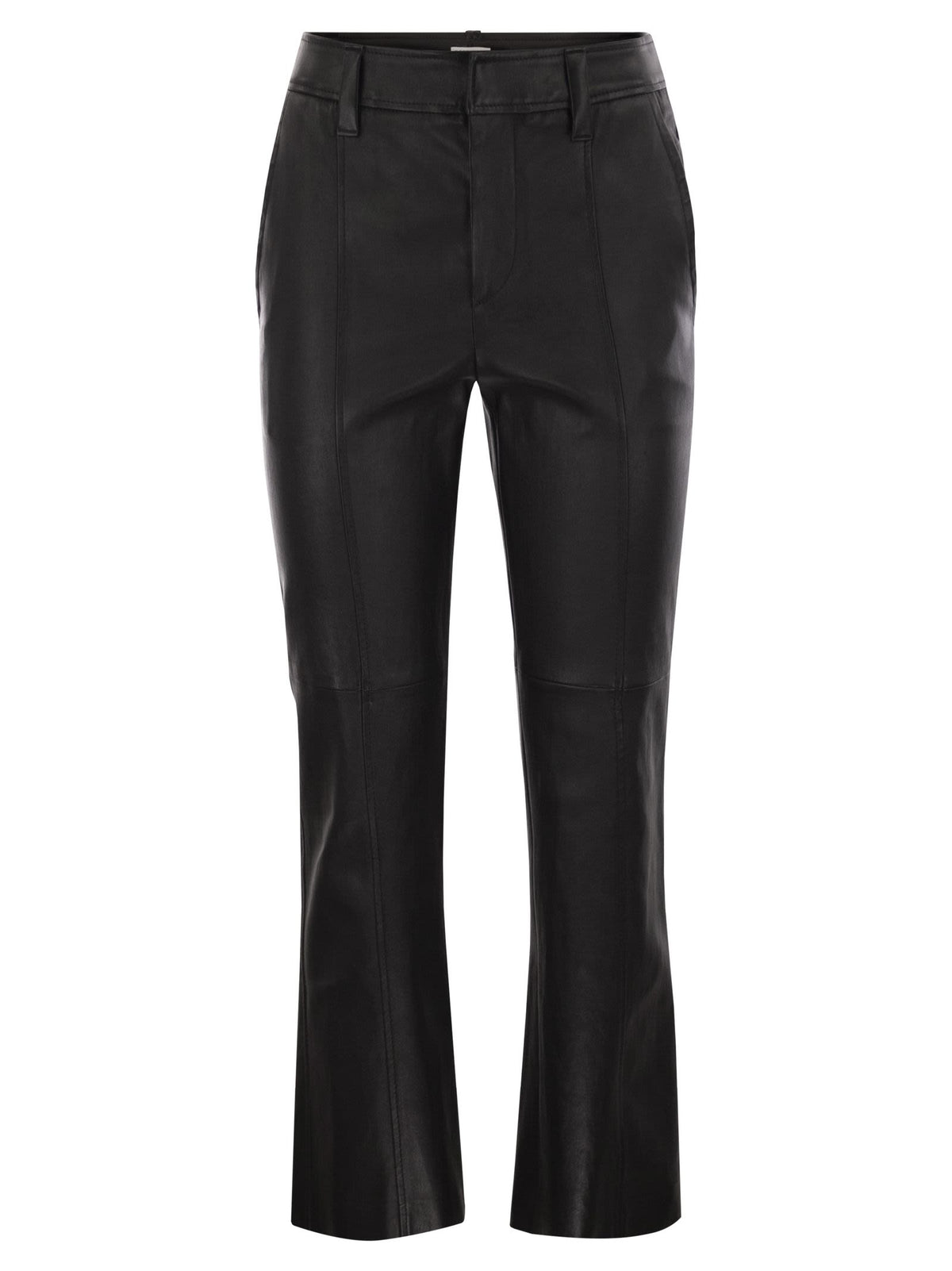 BRUNELLO CUCINELLI Brunello Cucinelli Women Stretch Nappa Leather Square Cigarette Trousers With Jewellery