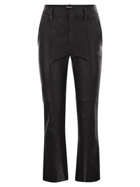 BRUNELLO CUCINELLI Brunello Cucinelli Women Stretch Nappa Leather Square Cigarette Trousers With Jewellery