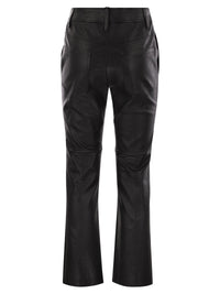 BRUNELLO CUCINELLI Brunello Cucinelli Women Stretch Nappa Leather Square Cigarette Trousers With Jewellery