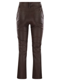 Brunello Cucinelli Women Stretch Nappa Leather Square Cigarette Trousers With Jewellery