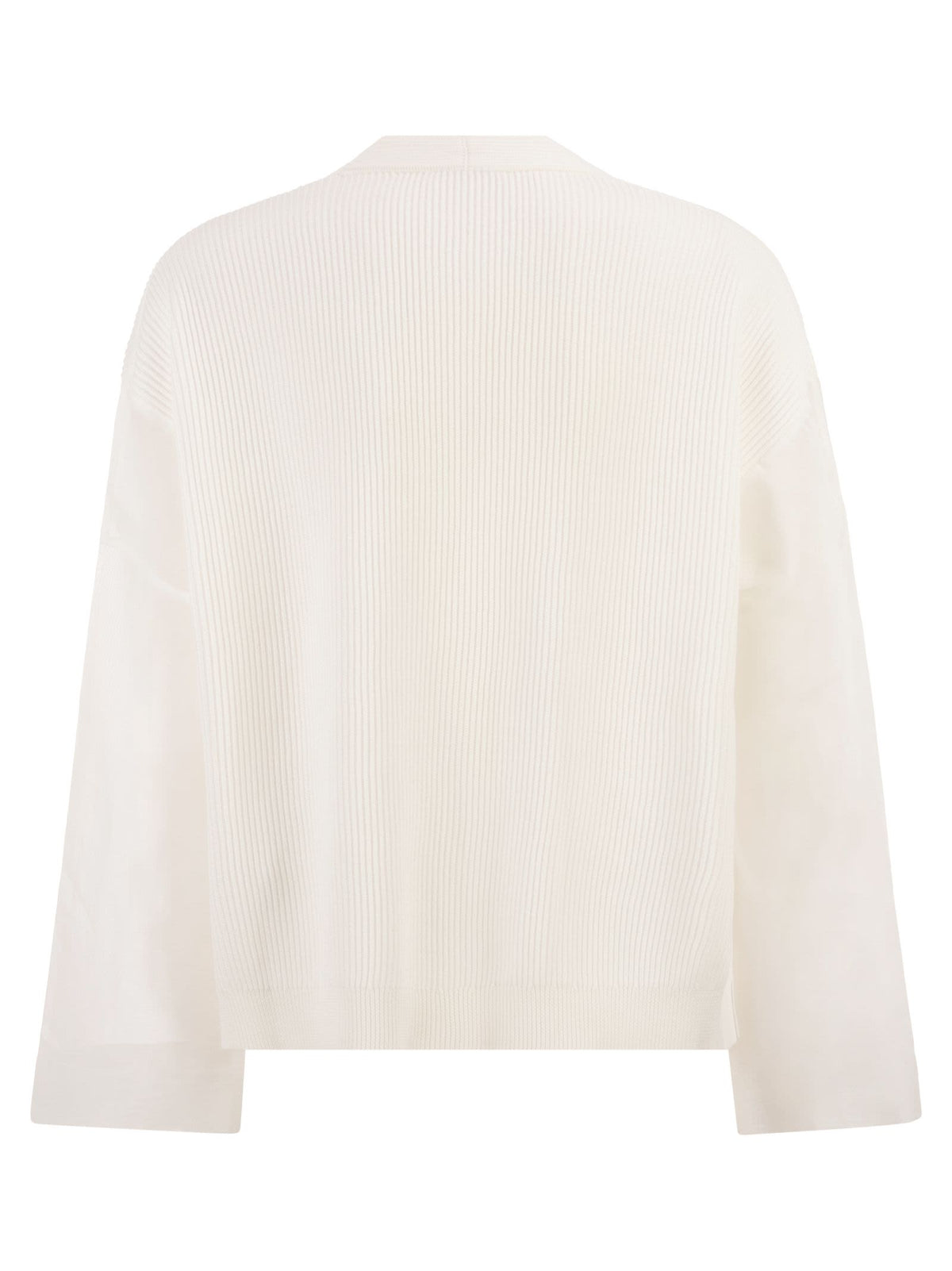 Brunello Cucinelli Women Ribbed Cardigan With Organza Sleeves