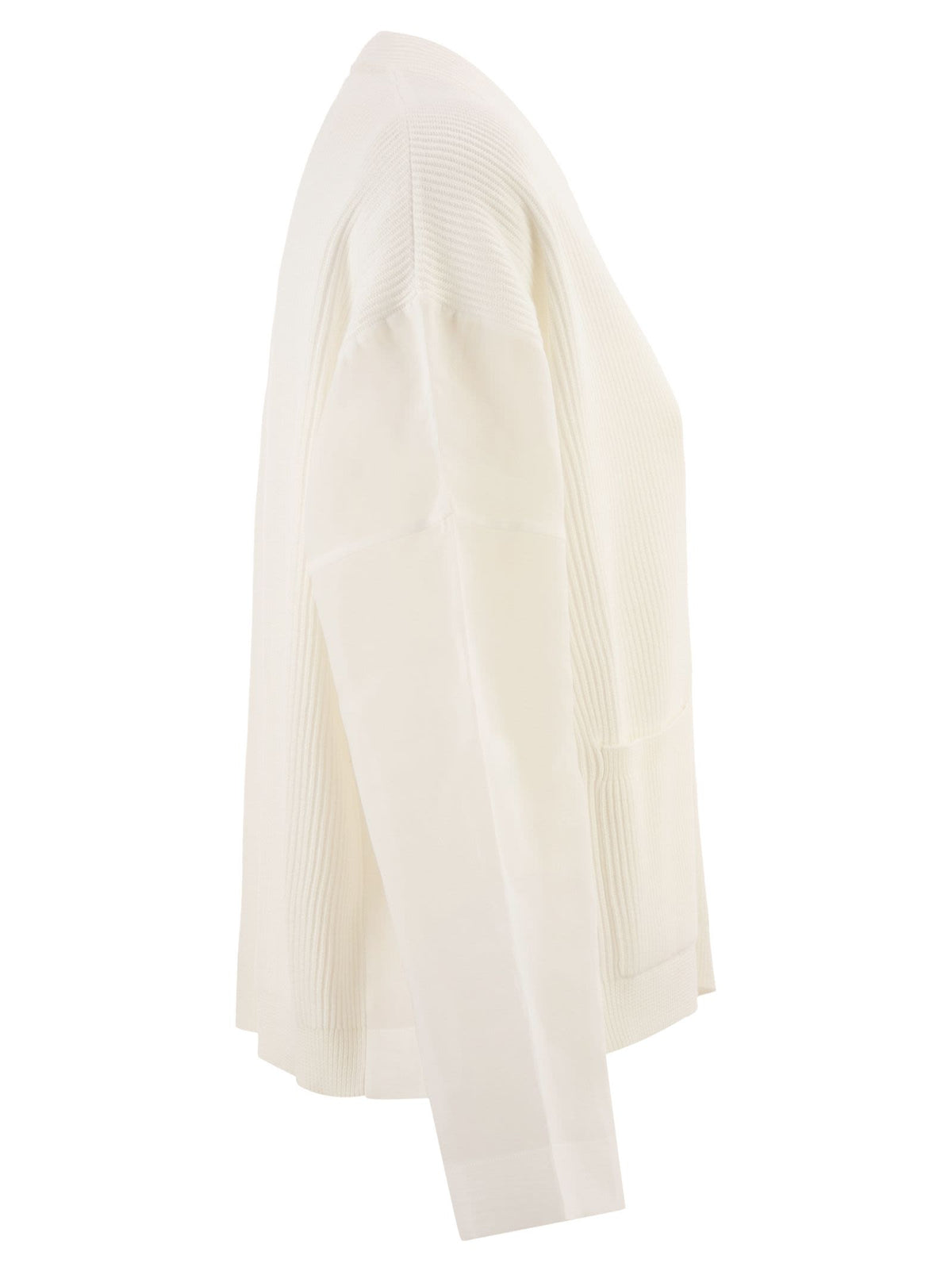 Brunello Cucinelli Women Ribbed Cardigan With Organza Sleeves