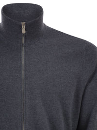 Brunello Cucinelli Men High-Necked Cashmere Cardigan With Zip