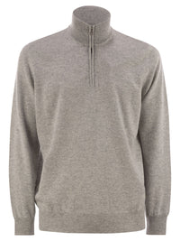 BRUNELLO CUCINELLI Brunello Cucinelli Men High-Necked Cashmere Sweater With Zip Opening