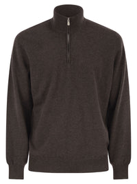 Brunello Cucinelli Men Cashmere Turtleneck Sweater With Zipper