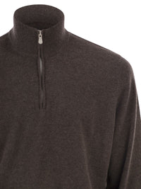 Brunello Cucinelli Men Cashmere Turtleneck Sweater With Zipper
