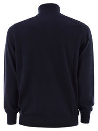 Brunello Cucinelli Men Cashmere Turtleneck Sweater With Zipper