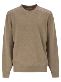 Brunello Cucinelli Men Pure Cashmere Ribbed Crew-Neck Sweater With Cotton Details