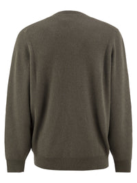 Brunello Cucinelli Men Pure Cashmere Ribbed Crew-Neck Sweater With Cotton Details