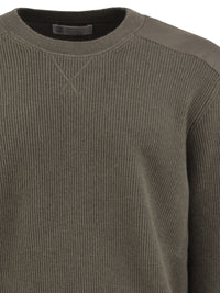 Brunello Cucinelli Men Pure Cashmere Ribbed Crew-Neck Sweater With Cotton Details
