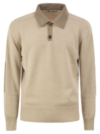 BRUNELLO CUCINELLI Brunello Cucinelli Men Pure Cashmere Polo Jumper With Leather Details