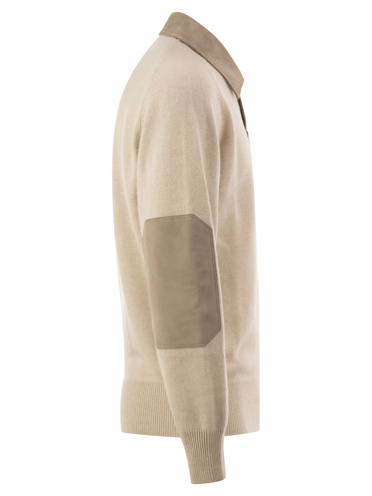 BRUNELLO CUCINELLI Brunello Cucinelli Men Pure Cashmere Polo Jumper With Leather Details