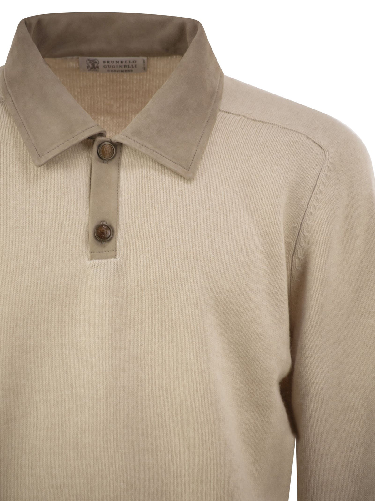 BRUNELLO CUCINELLI Brunello Cucinelli Men Pure Cashmere Polo Jumper With Leather Details