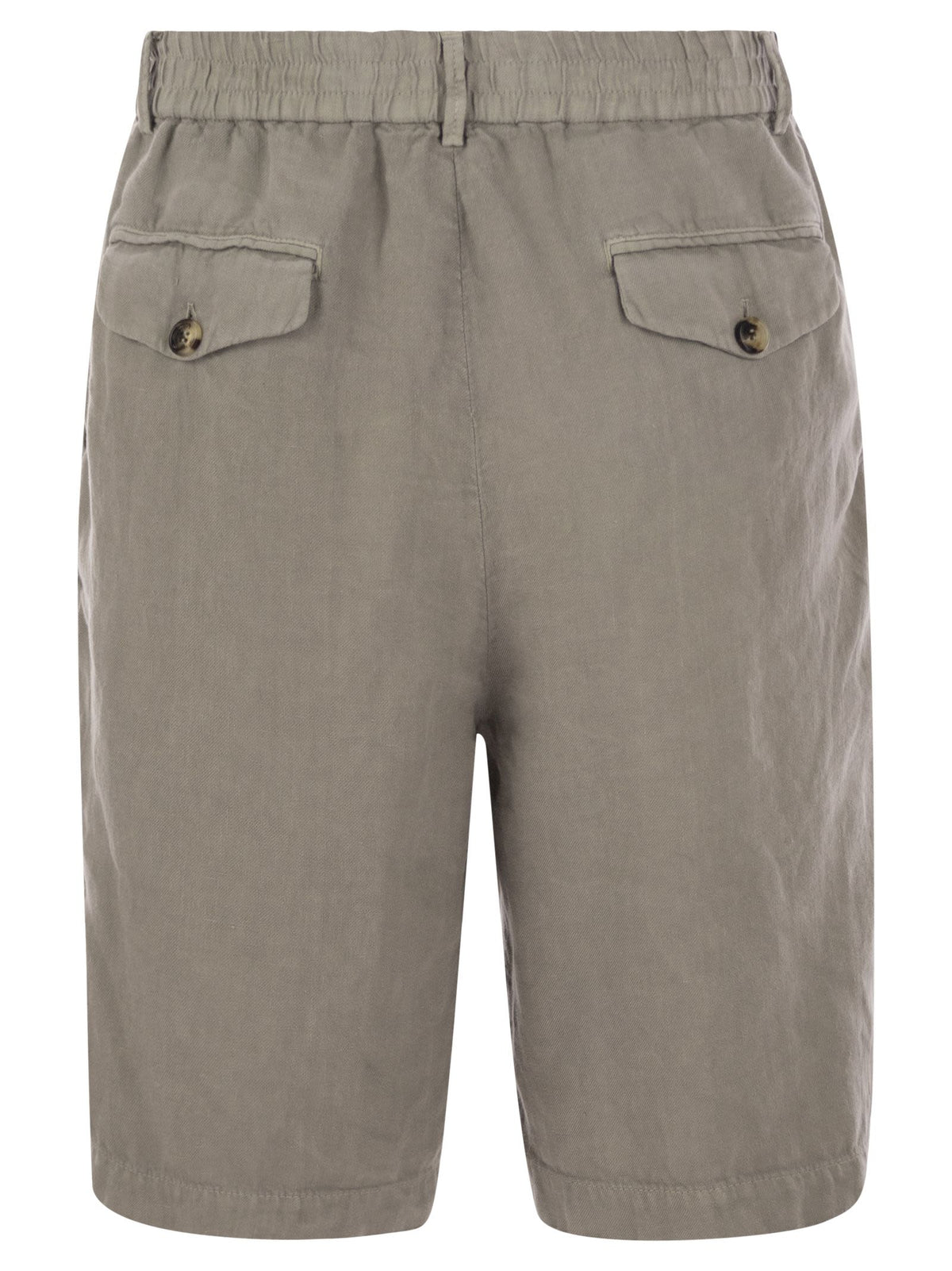 Brunello Cucinelli Men Bermuda Shorts In Light Délavé Linen Canvas