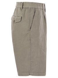 Brunello Cucinelli Men Bermuda Shorts In Light Délavé Linen Canvas