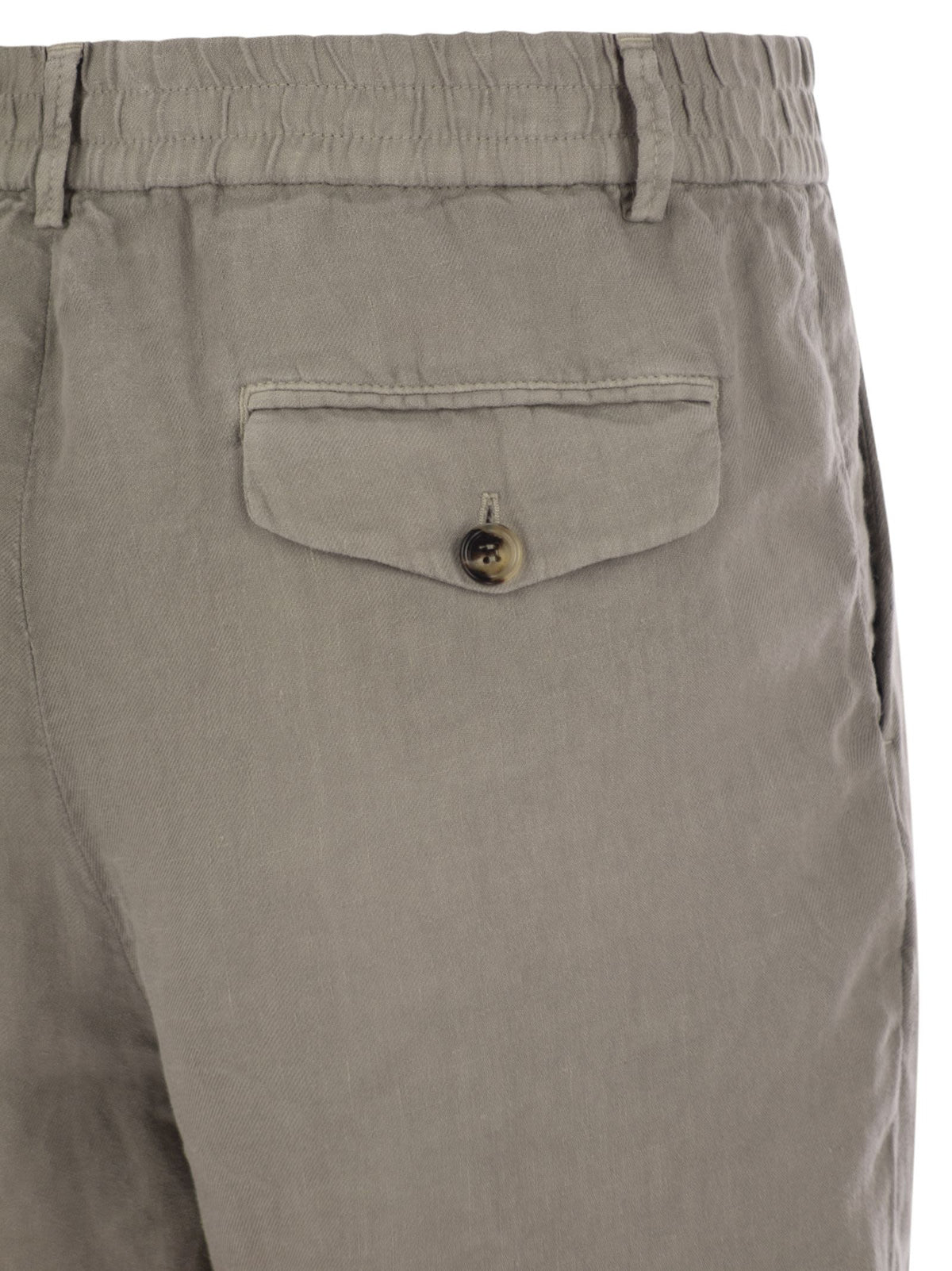 Brunello Cucinelli Men Bermuda Shorts In Light Délavé Linen Canvas