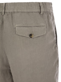 Brunello Cucinelli Men Bermuda Shorts In Light Délavé Linen Canvas