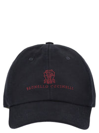Brunello Cucinelli Men Baseball Cap In Garment-Dyed Twisted Cotton Gabardine With Embroidered Logo
