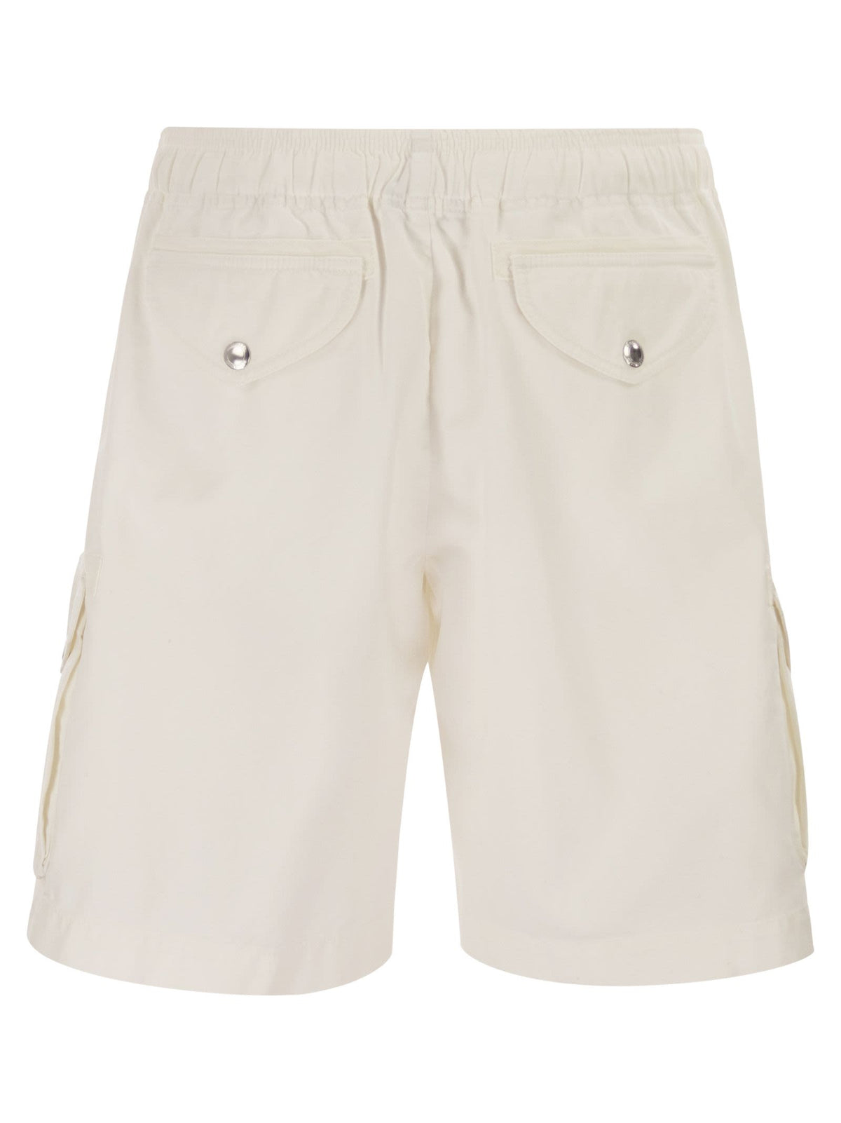 Brunello Cucinelli Men Bermuda Shorts In Garment-Dyed Cotton Gabardine With Drawstring And Double Darts