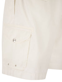 Brunello Cucinelli Men Bermuda Shorts In Garment-Dyed Cotton Gabardine With Drawstring And Double Darts
