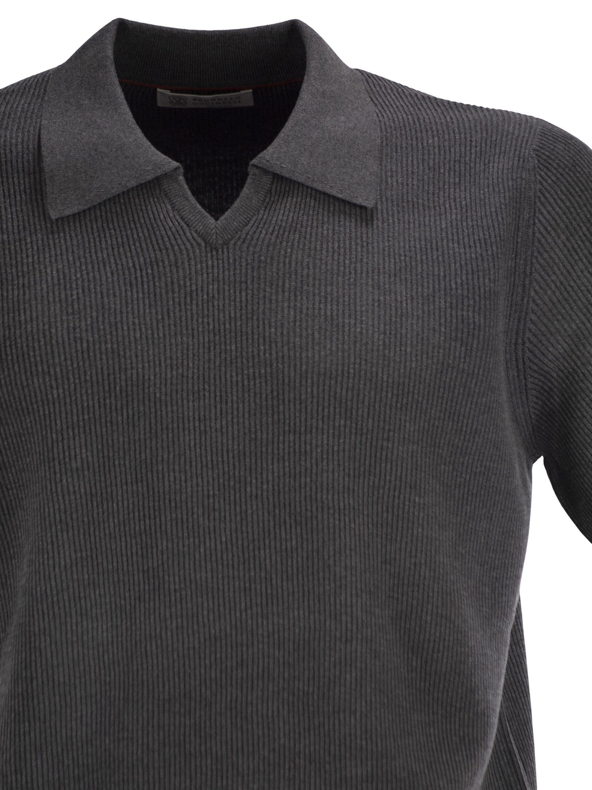 BRUNELLO CUCINELLI Brunello Cucinelli Men Cotton Rib Knit Polo Shirt