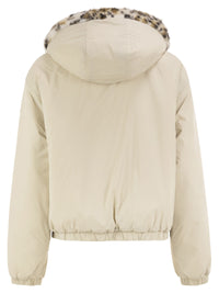 MOOSE KNUCKLES Moose Knuckles Women Eaton Bunny Gold - Reversible Hooded Jacket With Animal-Print Faux Fur