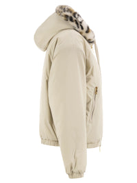 MOOSE KNUCKLES Moose Knuckles Women Eaton Bunny Gold - Reversible Hooded Jacket With Animal-Print Faux Fur
