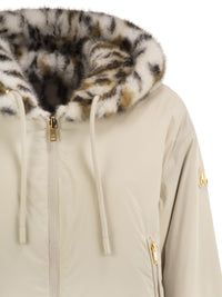 MOOSE KNUCKLES Moose Knuckles Women Eaton Bunny Gold - Reversible Hooded Jacket With Animal-Print Faux Fur