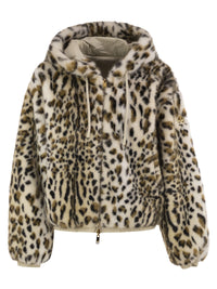 MOOSE KNUCKLES Moose Knuckles Women Eaton Bunny Gold - Reversible Hooded Jacket With Animal-Print Faux Fur