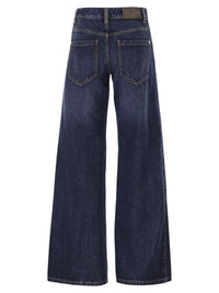 BRUNELLO CUCINELLI Brunello Cucinelli Women Wide Trousers In Authentic Denim With Jewellery