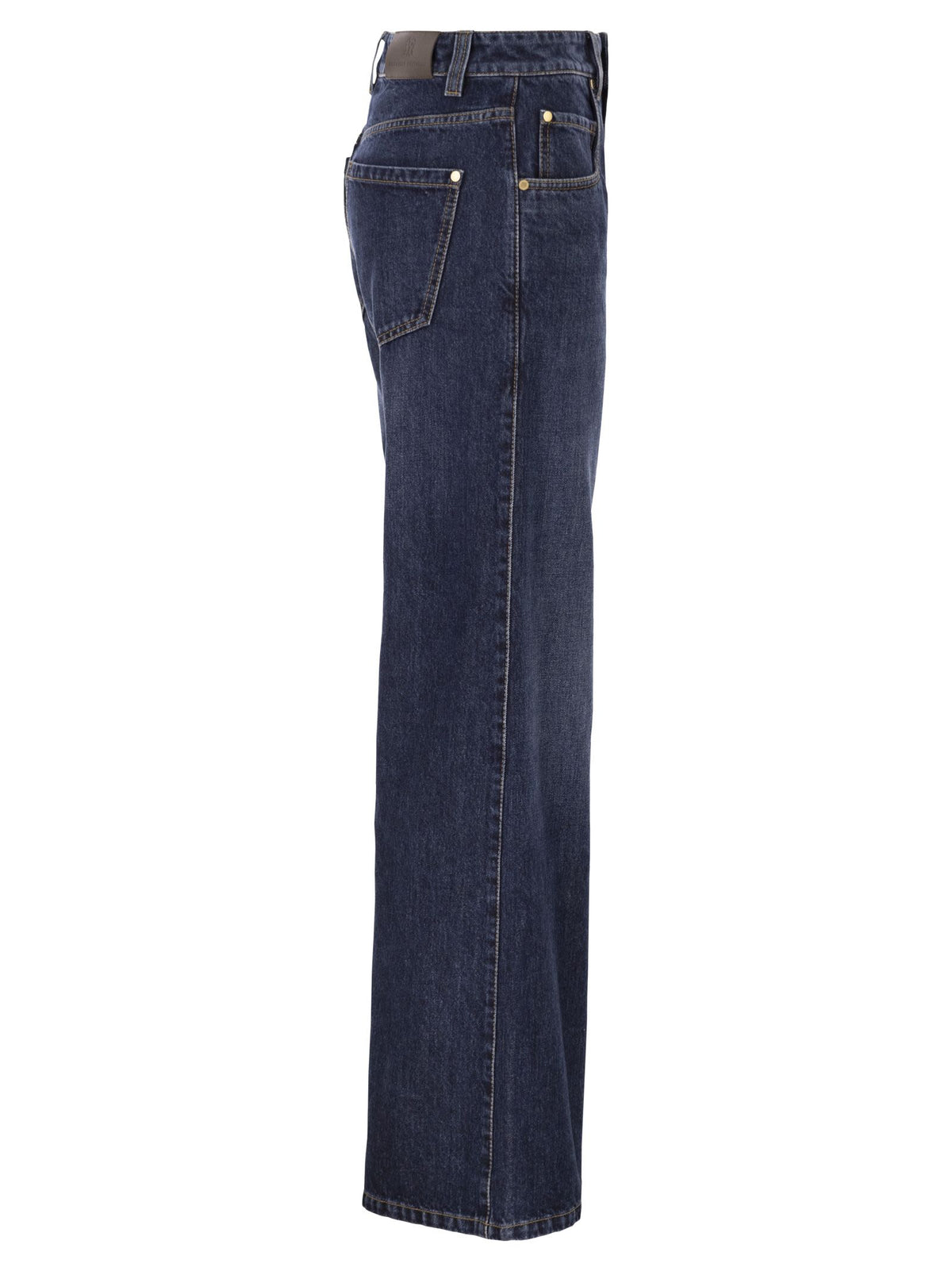 BRUNELLO CUCINELLI Brunello Cucinelli Women Wide Trousers In Authentic Denim With Jewellery