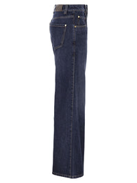 BRUNELLO CUCINELLI Brunello Cucinelli Women Wide Trousers In Authentic Denim With Jewellery