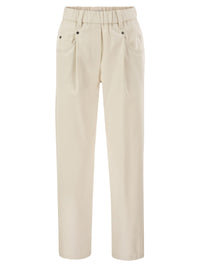 Brunello Cucinelli Women Baggy Trousers In Stretch Cotton Cover-Up With Shiny Bartack