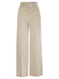 Brunello Cucinelli Women Fluid Corduroy Sartorial Track Trousers With Jewellery