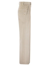Brunello Cucinelli Women Fluid Corduroy Sartorial Track Trousers With Jewellery
